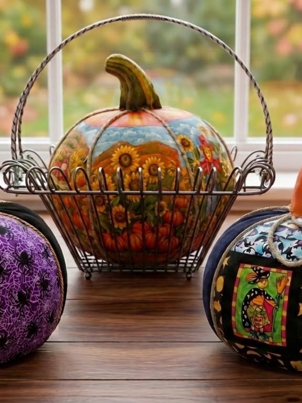 Hand-Sewn Fabric Halloween & Fall Pumpkin Decor Lot Set of 3